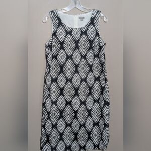 J.Jill Tribal Linen And Cotton Shift Dress, Size:8, Color:Black& White